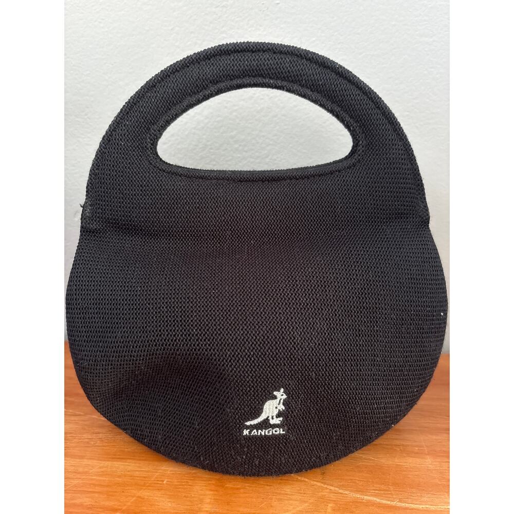 Kangol Vintage Tropic 504 Double Handle Black Woven Knit Handbag Purse